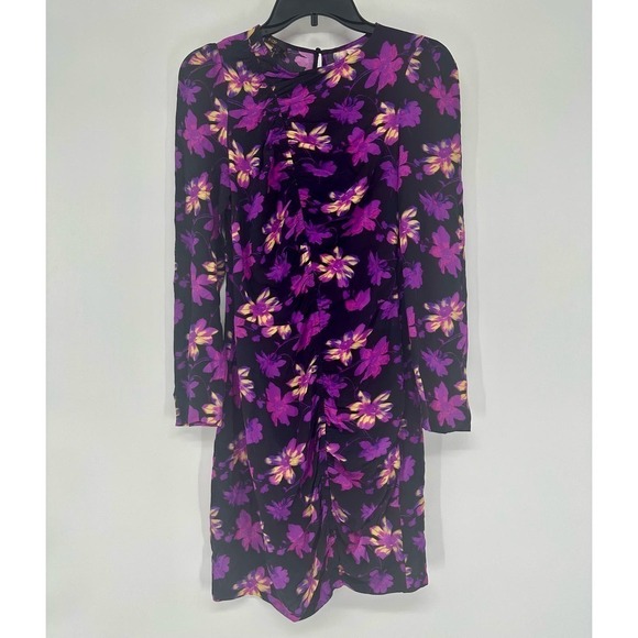 Maje Rosamar Ruched Long Sleeve Floral Mini Dress - Picture 3 of 11